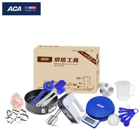 aca 北美電器烤箱烘焙工具套裝12件套 打蛋器電子秤模具abt mp12